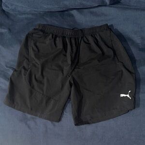 Puma Black Men's Sports Shorts with White Logo
